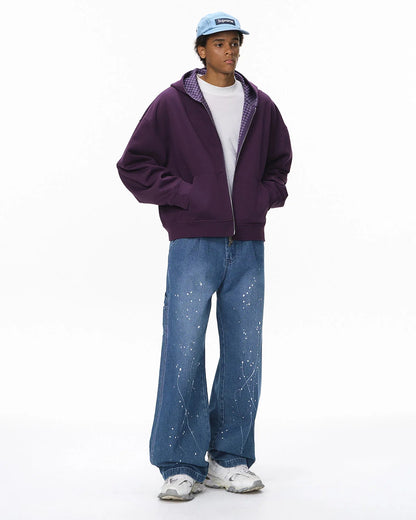 Splash Ink Print Straight Leg Denim Jeans | LCDEGO Streetwear