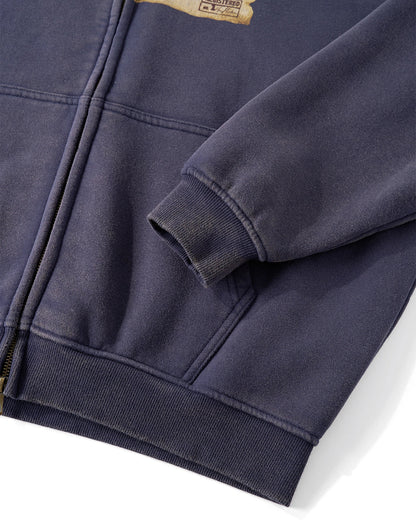 Graphic Distressed Washed Zip Up Hoodies | Infaltion Streetwear