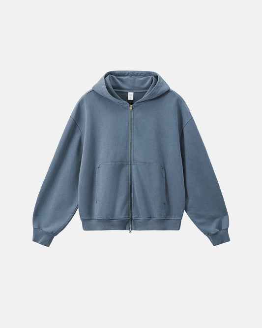 Acid Wash French Terry Zip Up Hoodies | LCDEGO Streetwear