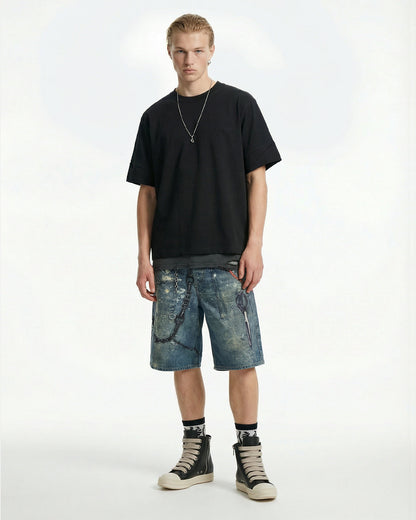 Heavyweight Sleeve-Detail T-shirt | LCDEGO Streetwear