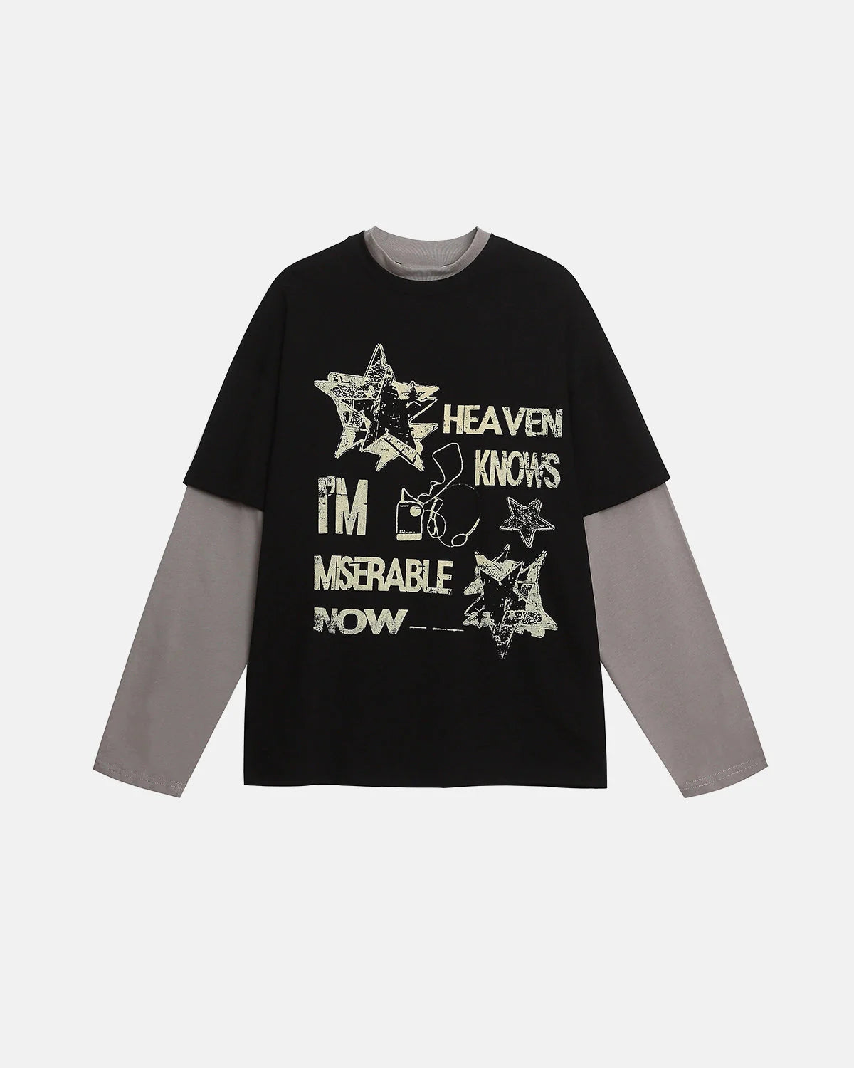 Vintage Layered Graphic Long Sleeve T-shirt | LCDEGO Streetwear