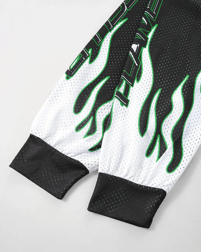 Flame Print Mesh Tees | LCDEGO Streetwear