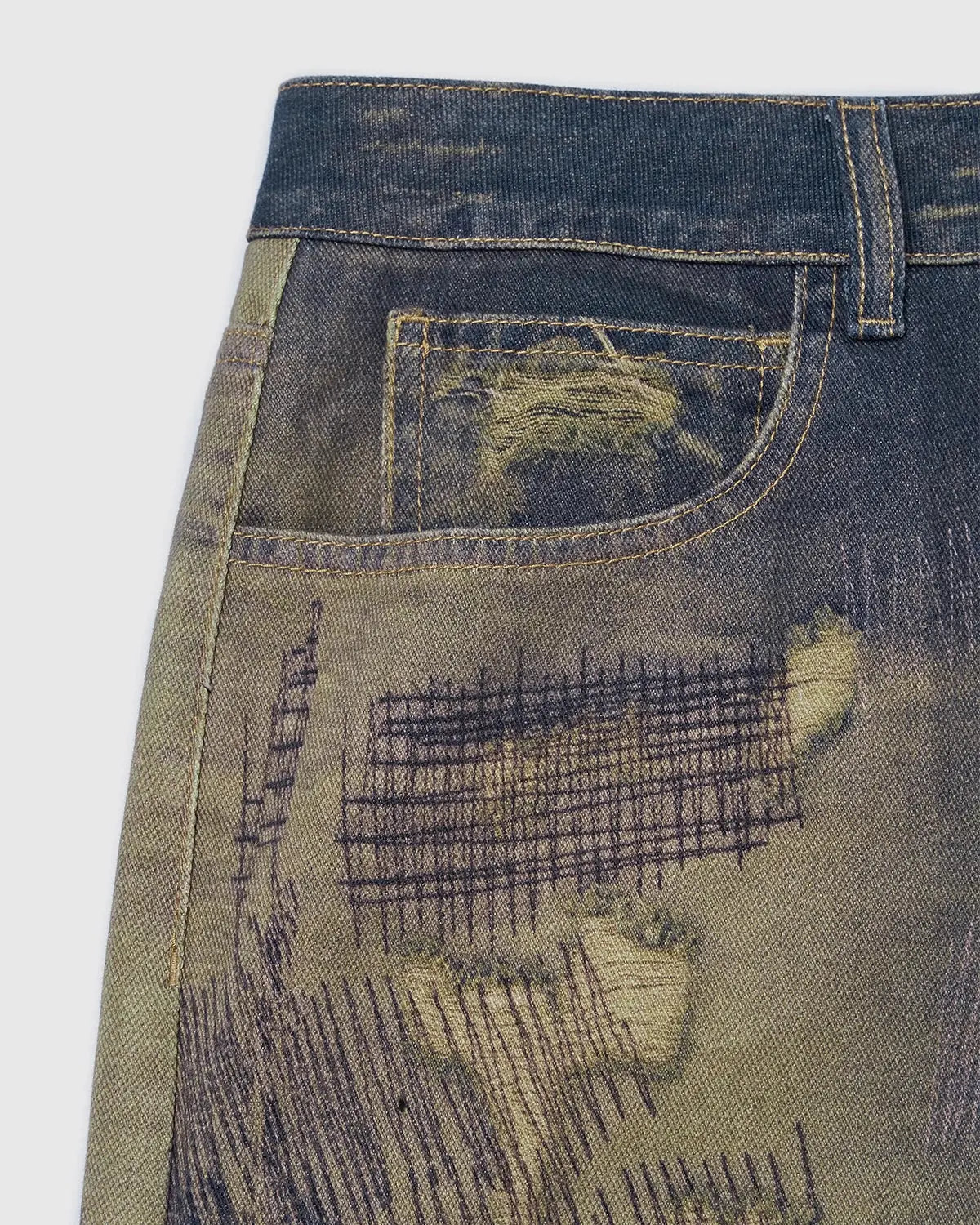 Digital Print Denim Pants | LCDEGO Streetwear