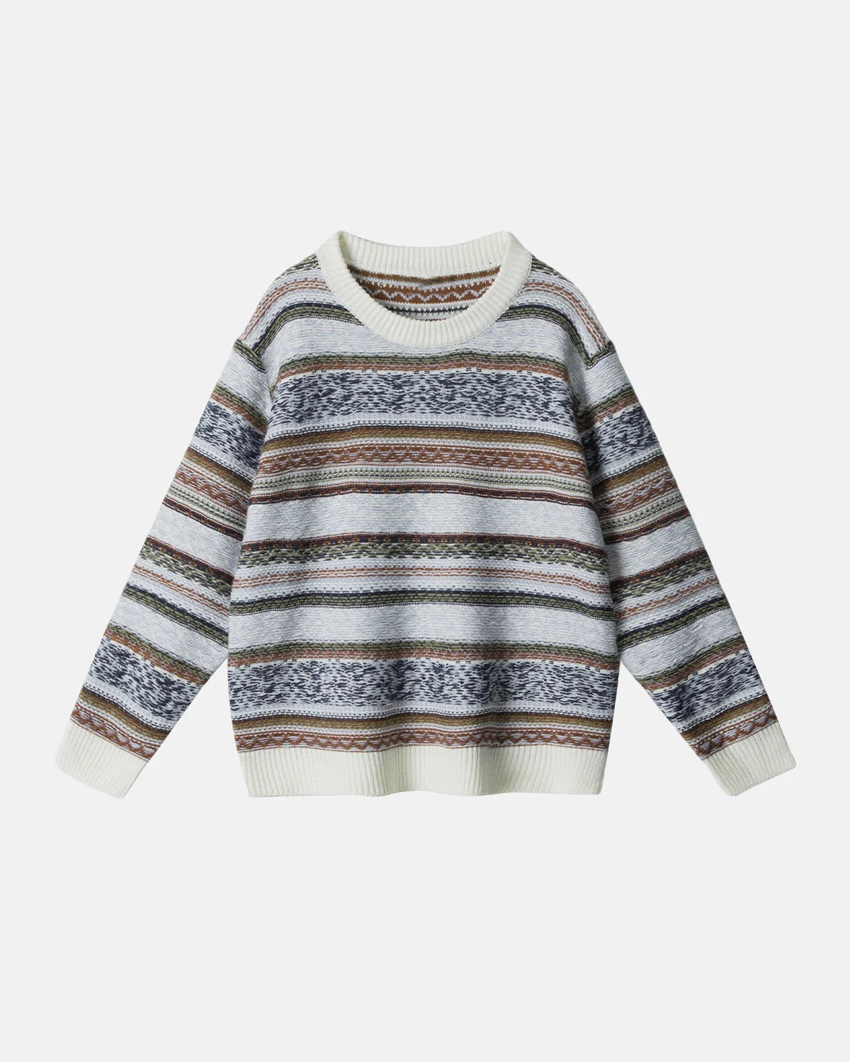 Round Neck Stripe  Jacquard Pullovers | LCDEGO Streetwear