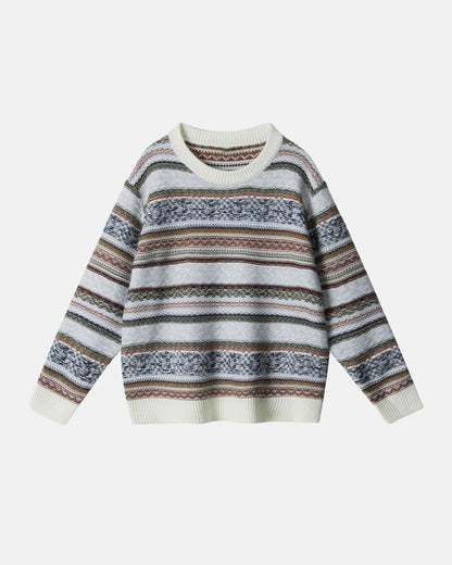 Round Neck Stripe  Jacquard Pullovers | LCDEGO Streetwear