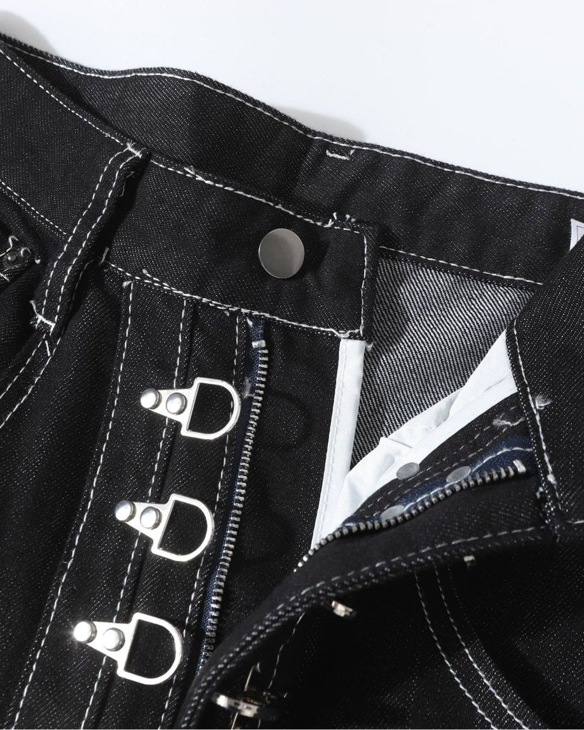 Raw Metal Clasp Baggy Jeans | LCDEGO Streetwear
