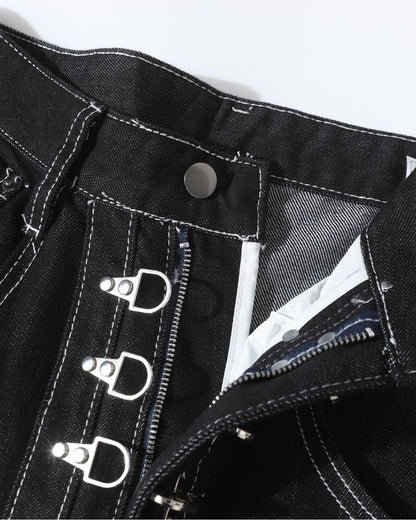 Raw Metal Clasp Baggy Jeans | LCDEGO Streetwear