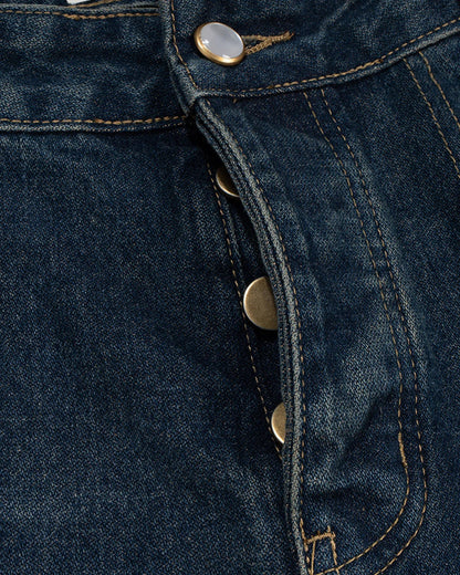 Indigo Washed Cargo Denim Jorts | LCDEGO Streetwear