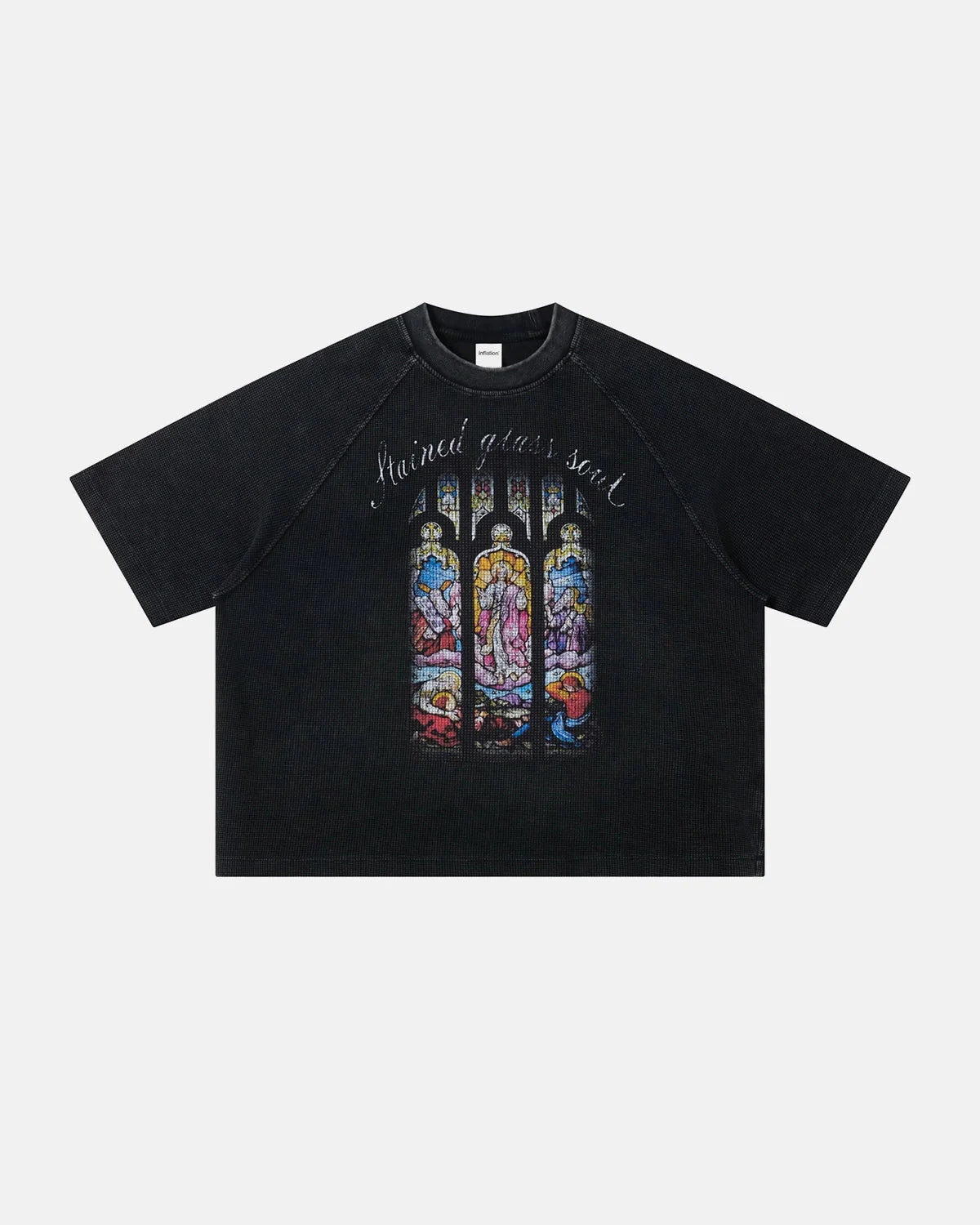 Washed Graphic Boxy Waffle T-Shirt | LCDEGO Streetwear