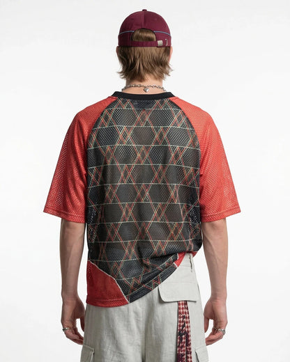 Color-Block Oversized Mesh Jersey | LCDEGO Streetwear