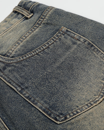 Cinch Back Buckle Acid Washed Jorts | LCDEGO Streetwear
