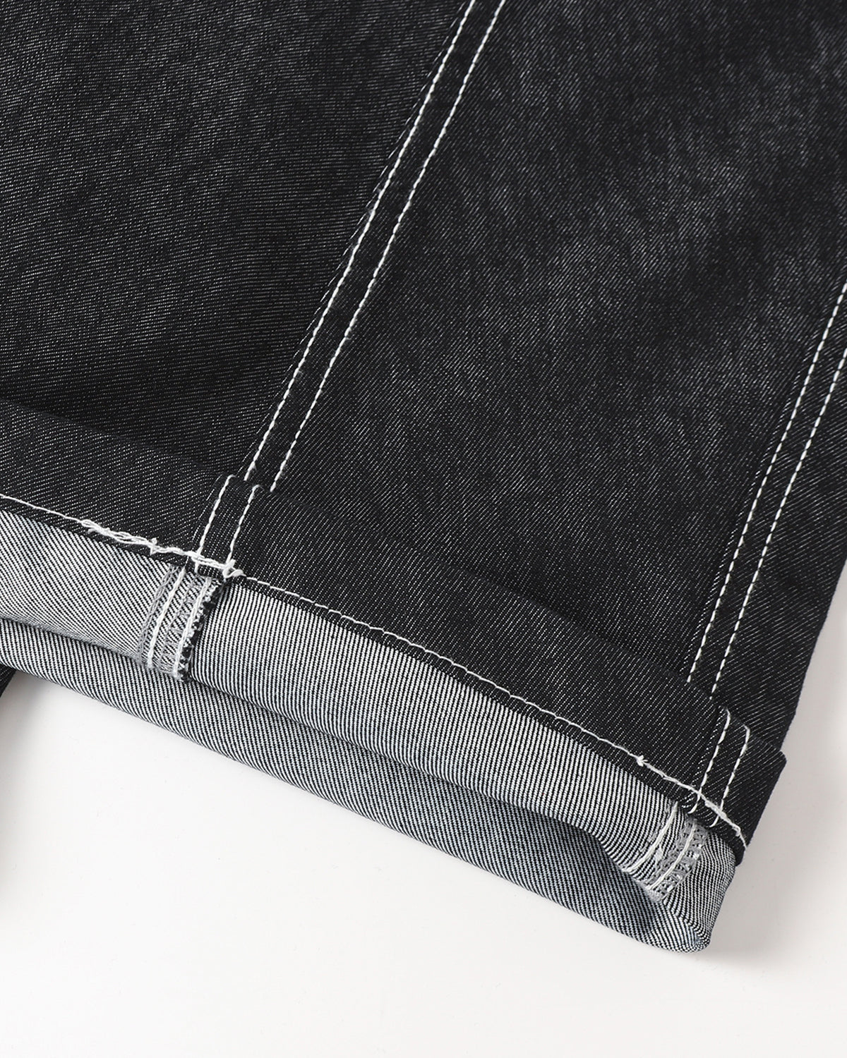 dark denim straight-leg jeans with structured fit and minimalist streetwear design