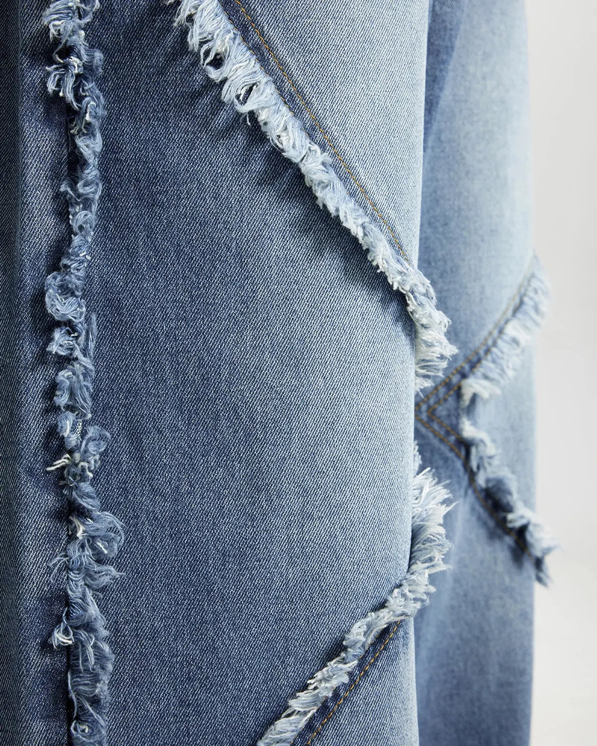 Blue Frayed Acid Wash Pants | LCDEGO Streetwear