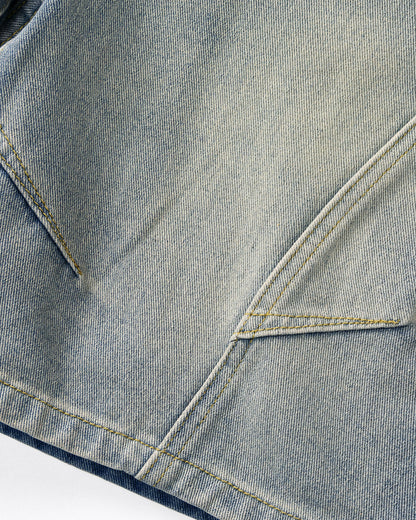 Structured Washed Denim Shorts | LCDEGO Streetwear