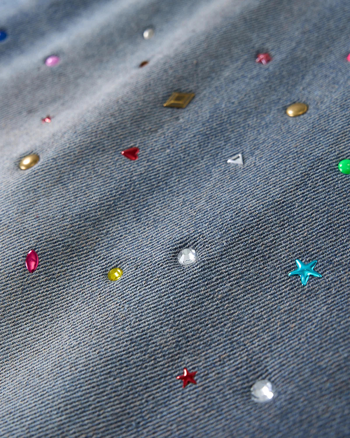 Rhinestone Washed Denim Baggy Jorts | LCDEGO Streetwear