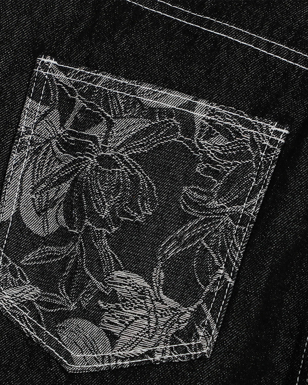 Baggy Denim Jorts with Embroidered Pocket | LCDEGO Streetwear