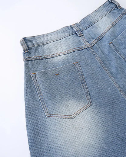 Star Rhinestone Longline Denim Shorts | LCDEGO Streetwear