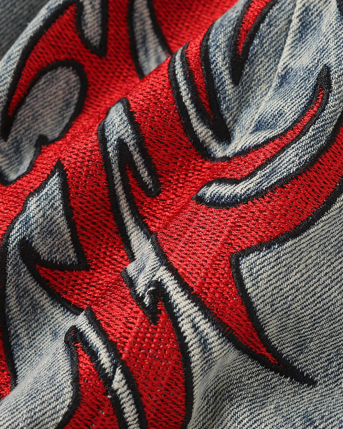 Double Waist Embroidered Baggy Jeans | LCDEGO Streetwear