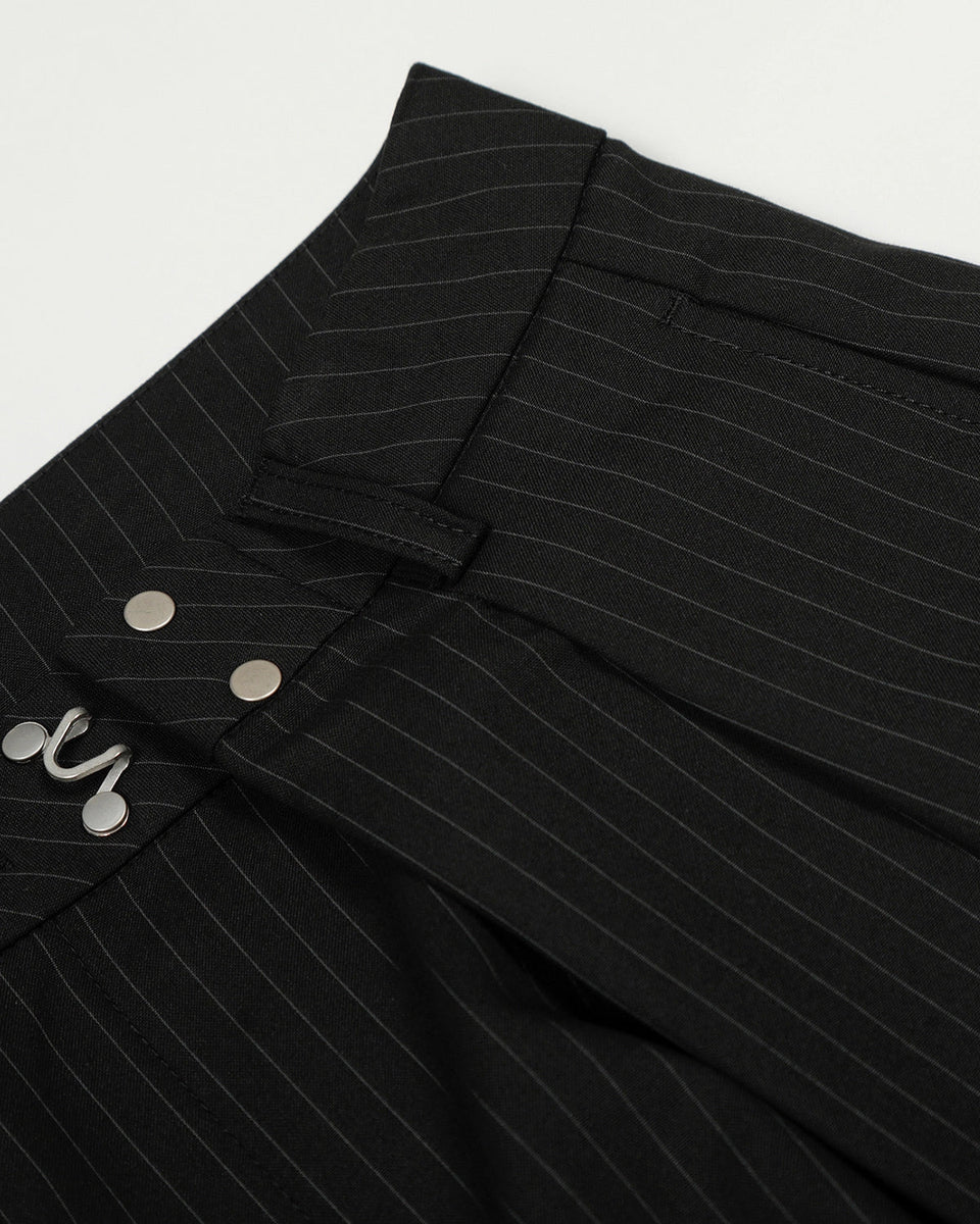 Black Striped Barrel Suit Pant | LCDEGO Streetwear