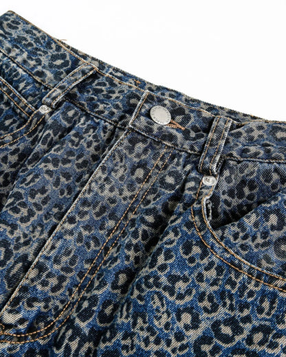 Vintage Leopard Print Barrel Jeans | LCDEGO Streetwear