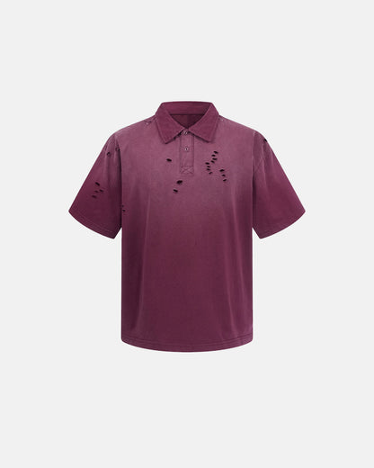 distressed ripped washed polo t shirt