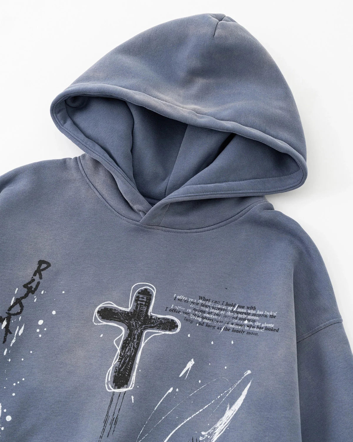 Graffiti Print Acid Washed Fleece Hoodies | LCDEGO Streetwear