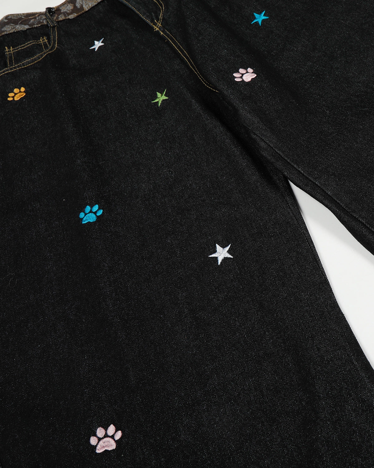 Jacquard Embroidery Raw Baggy Jeans | LCDEGO Streetwear