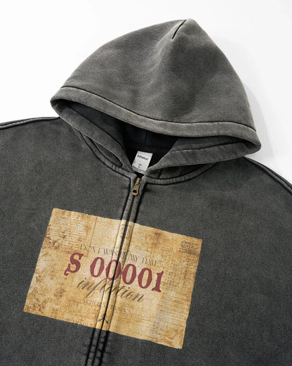 Graphic Acid Wash Zip Up Hoodies | LCDEGO Streetwear