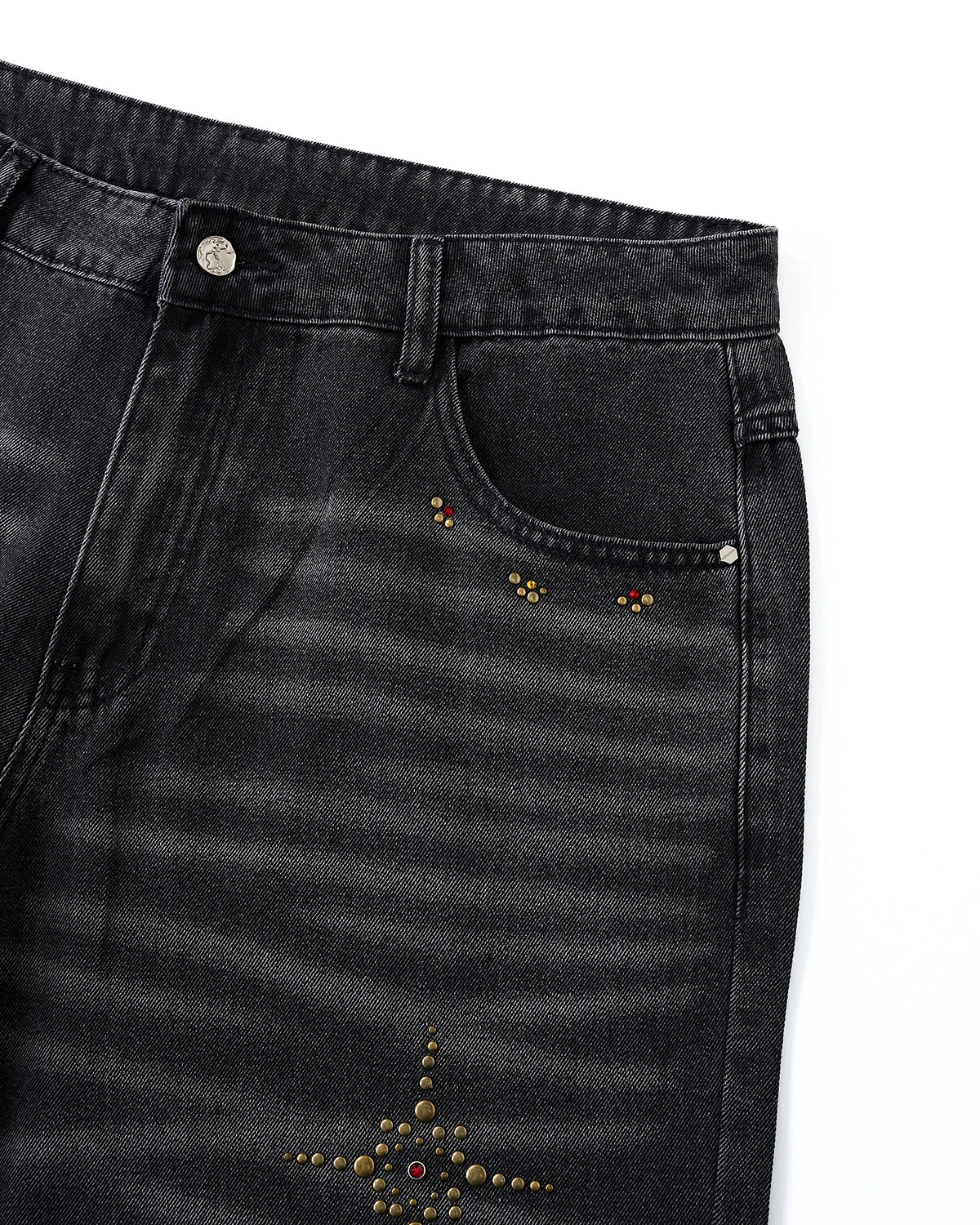 Distressed Rhinestone Ripped Baggy Jeans | LCDEGO Streetwear