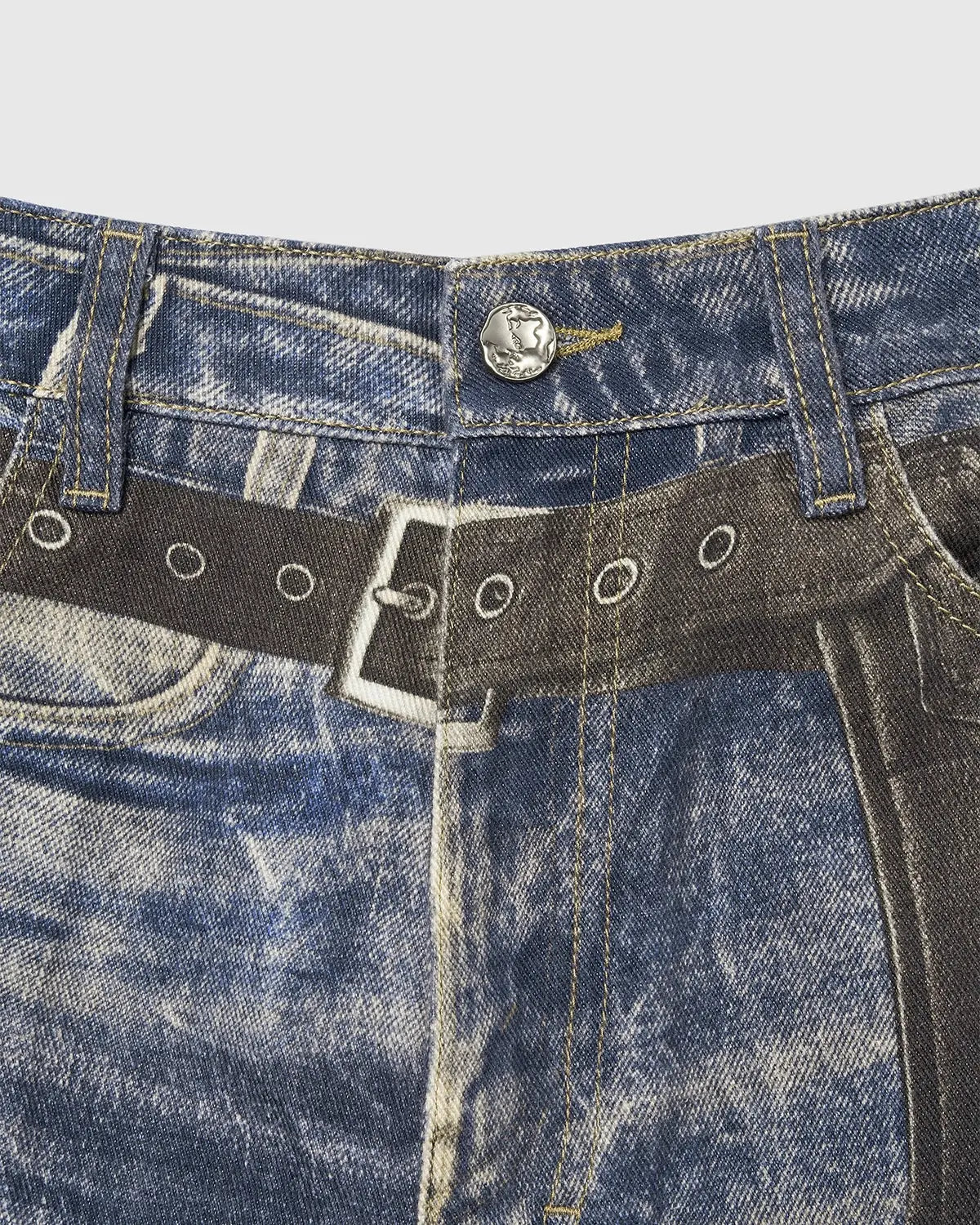 Colorblock Digital Printing Cotton Jeans | LCDEGO Streetwear