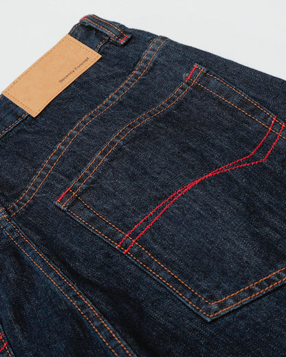 Panelled Raw Denim Baggy Jeans | LCDEGO Streetwear