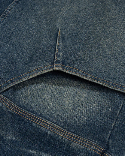 Indigo Washed Cargo Denim Jorts | LCDEGO Streetwear