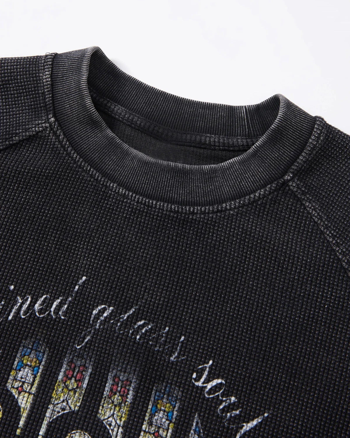 Washed Graphic Boxy Waffle T-Shirt | LCDEGO Streetwear