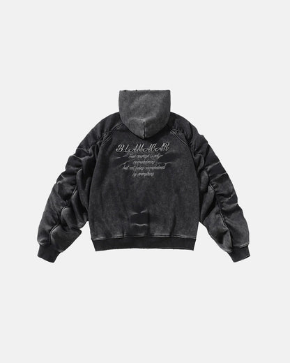 Acid Washed Embroidery Zip Up Hoodies | LCDEGO Streetwear