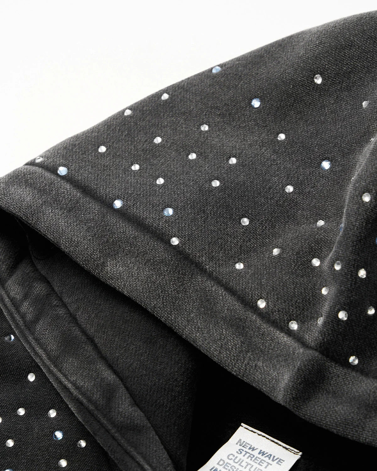 Distressed Washed Rhinestone Zip Up Hoodies | LCDEGO Streetwear