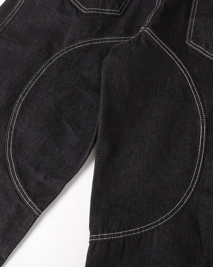 Contrast Stitch Barrel Jeans | LCDEGO Streetwear