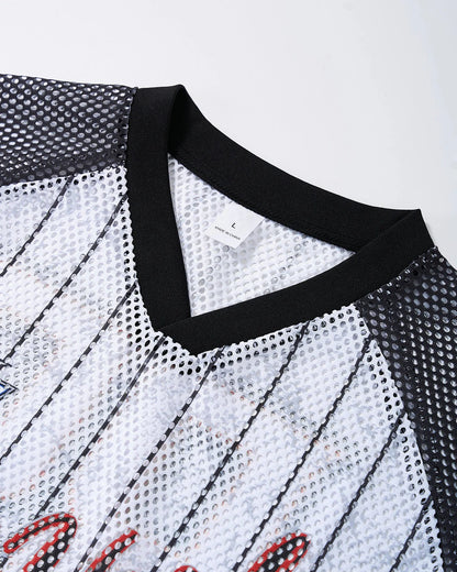 Pinstripe Colorblock Mesh Jersey | LCDEGO Streetwear