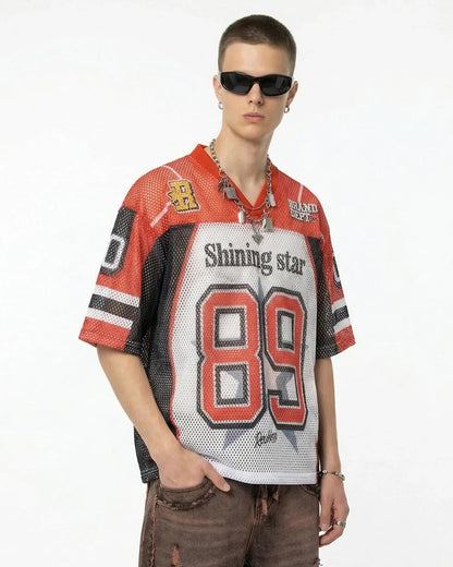 V-Neck Colorblock Mesh Jersey | LCDEGO Streetwear