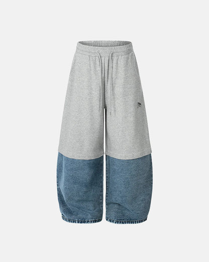 Denim Detachable Patchwork Barrel Joggers | LCDEGO Streetwear