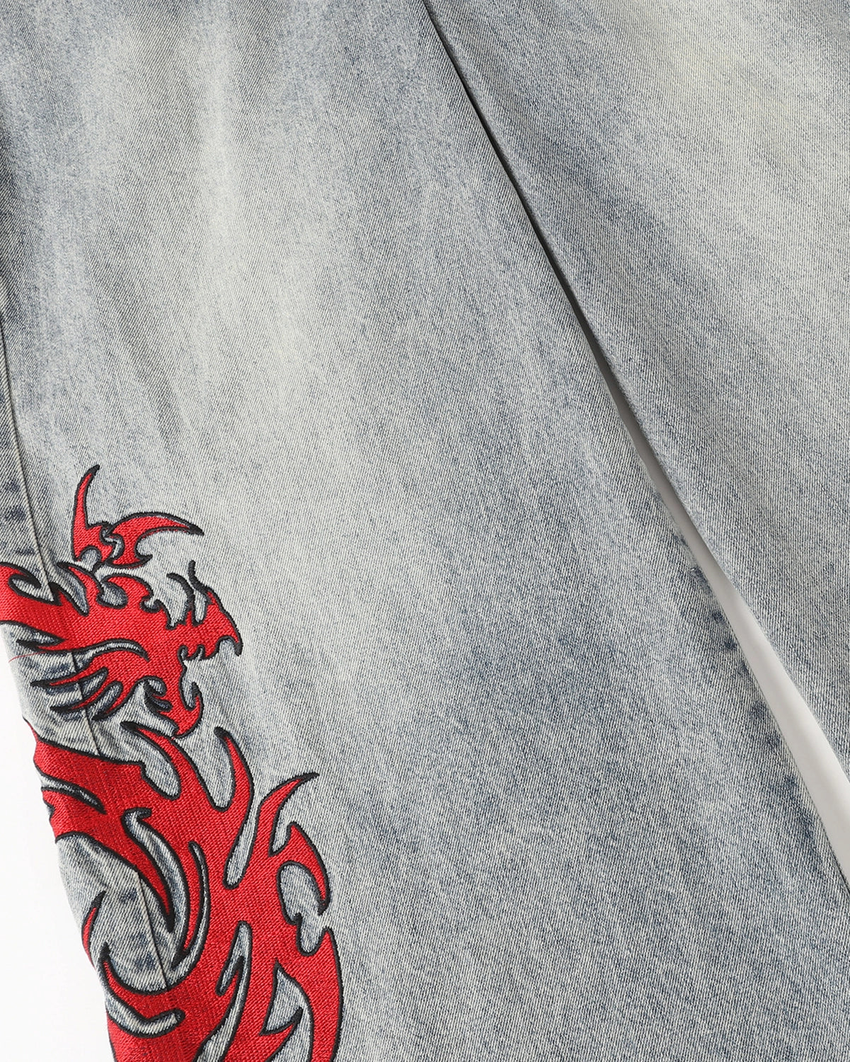Double Waist Embroidered Baggy Jeans | LCDEGO Streetwear