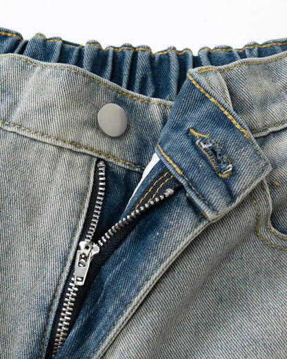 Structured Washed Denim Shorts | LCDEGO Streetwear