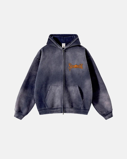 Pumpkin Graphic Stone Wash Zip Up Hoodies | LCDEGO Streetwear