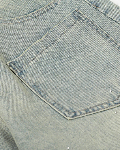 Acid Wash Rhinestone Baggy Jeans | LCDEGO Streetwear