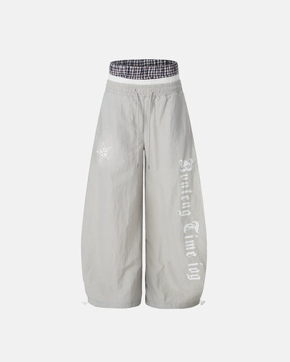 Double Waist Wide Leg Track Pants | LCDEGO Streetwear