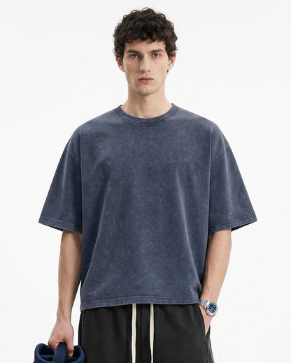 Snow Washed Heavyweight Boxy T-Shirt | LCDEGO Streetwear
