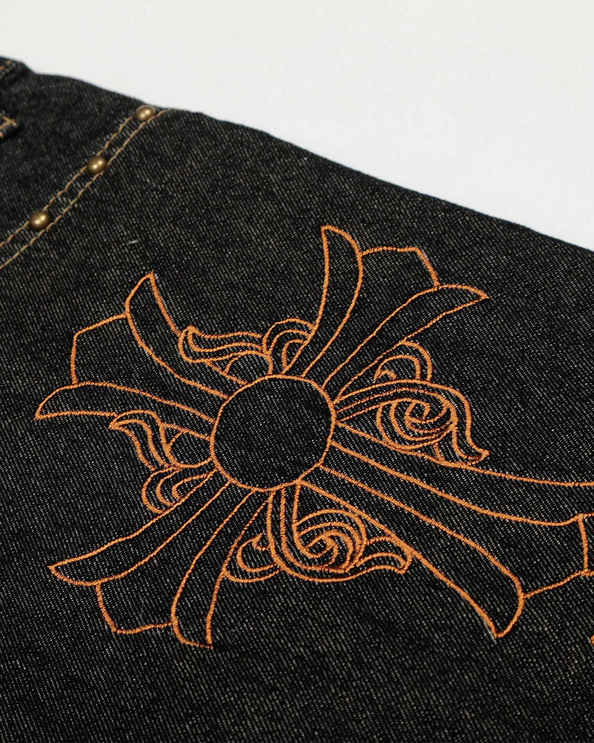 Gothic Cross Embroidery Barrel Jeans | LCDEGO Streetwear