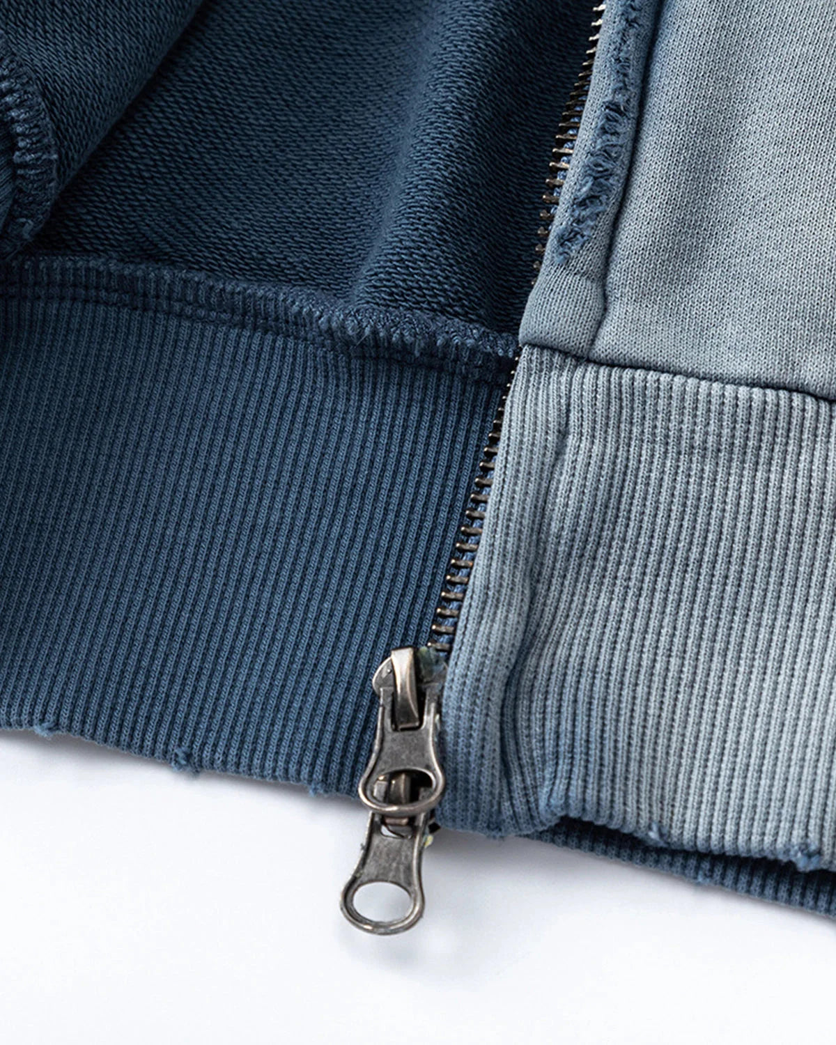 Blue Distressed Acid Wash Zip Up Hoodies | LCDEGO Streetwear