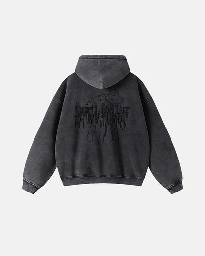 Gothic Acid Wash Zip Up Hoodies | LCDEGO Streetwear
