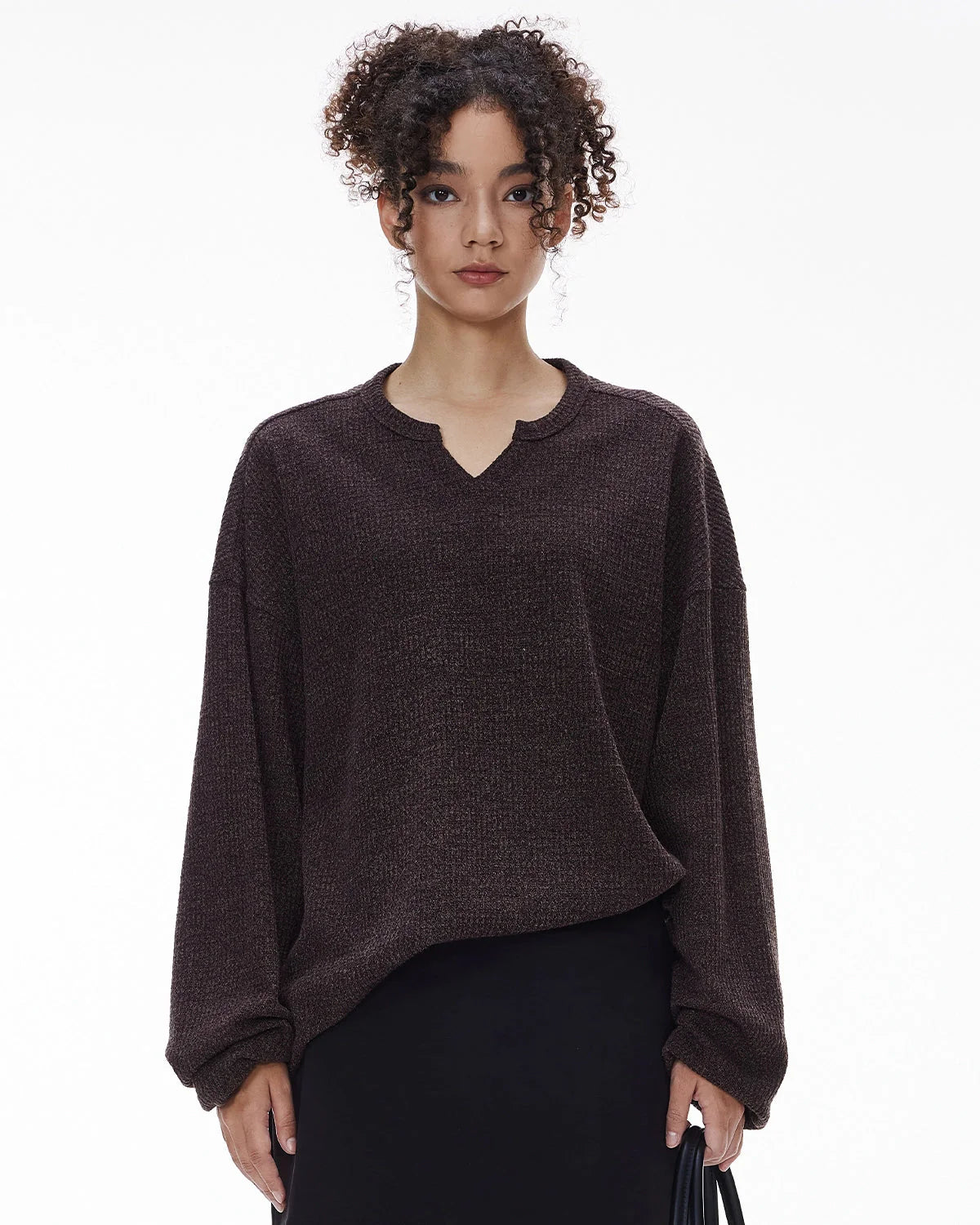 V-neck Long Sleeve Waffle Tees | LCDEGO Streetwear