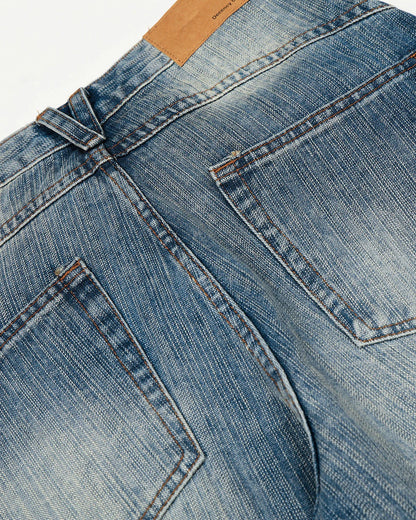 Acid Wash Whisker Bamboo Weave Jeans | LCDEGO Streetwear